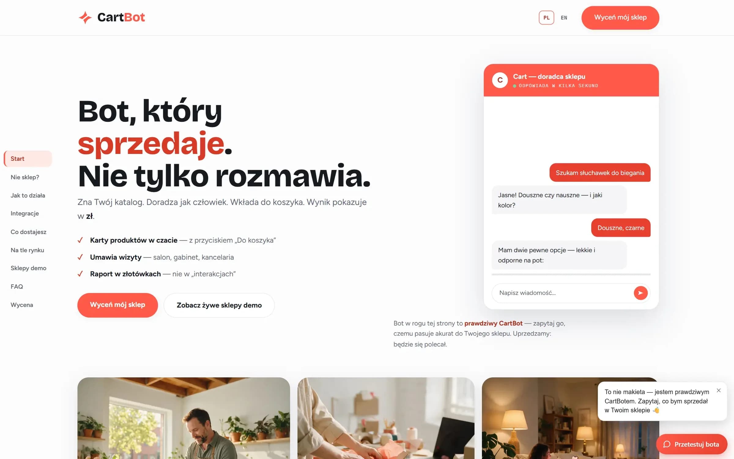 CartBot, zrzut ekranu produktu